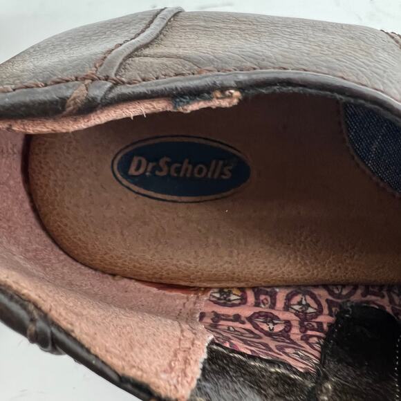 Dr. Scholls (9) Expresso Brown Faux Leather Stacked Wedge Heel Ankle Boots - Picture 10 of 11